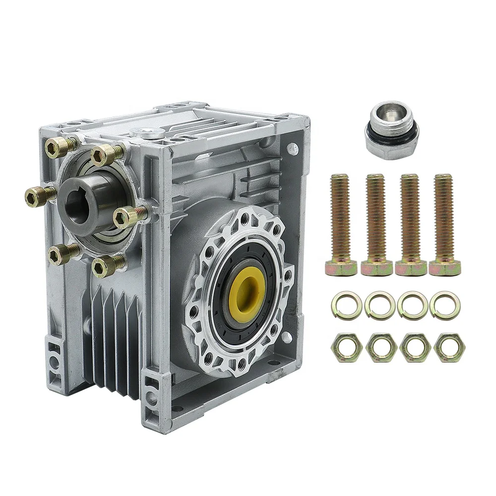 HLTNC NMRV063 Relación de velocidad del reductor de engranaje helicoidal 7,5 ~ 100 CON ajuste con brida cuadrada 86*86, 110*110, 130*130 Motor para Cnc