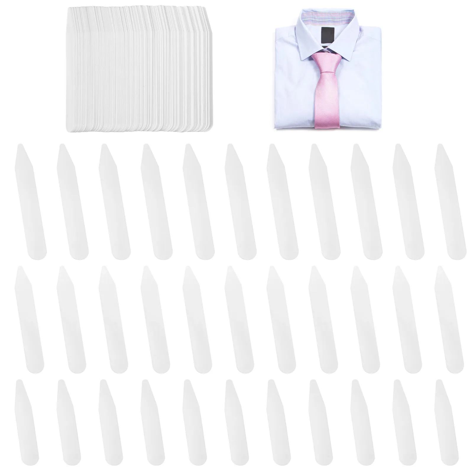 

200Pcs Collar Bones for Shirts White Plastic Neck Support Inserts Men's Grooming Gift Stay Jewelry Fashion Utility