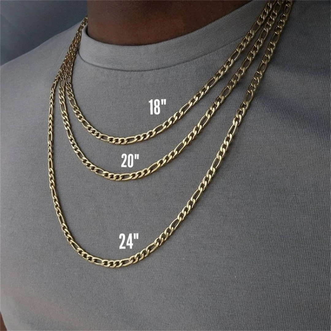 Fashion New Figaro Chain Necklace Men\'s Punk Silver Color Stainless Steel Long Necklace Men\'s Hip Hop Jewelry Gift