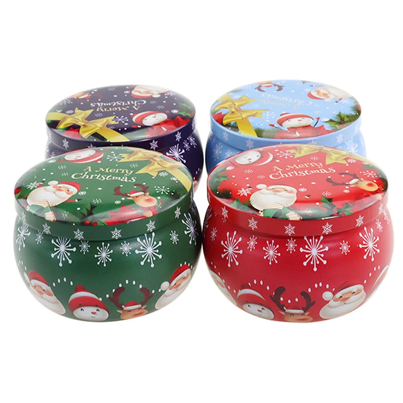 1pc Empty Travel Christmas Aromatherapy Candle Jar Christmas Scented Candle Tin Jar Soy Wax Plant Candle Gift Box Only Empty Jar