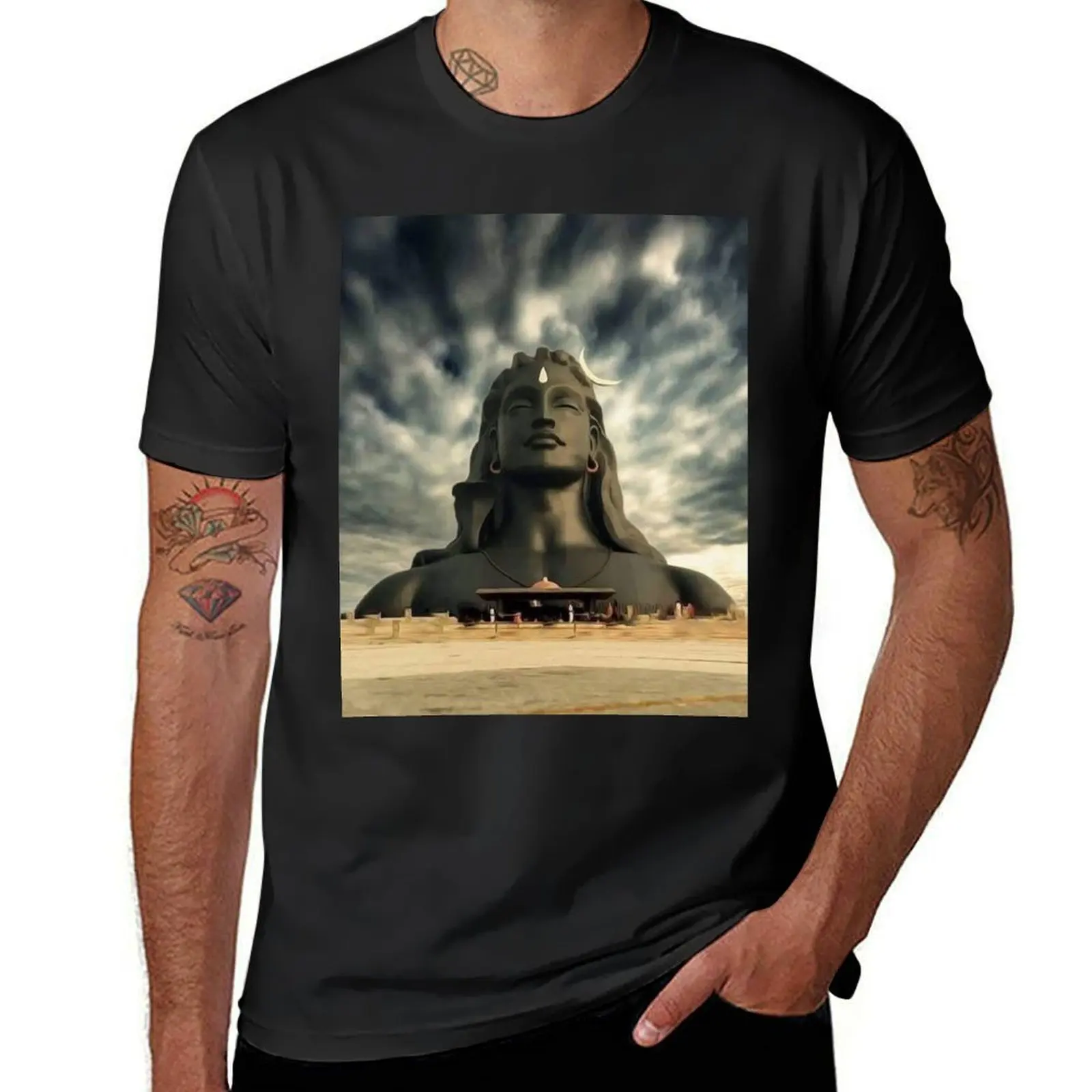 

Isha Adi Yogi -Shiva statue -Mahadeva T-Shirt gifts for boyfriend kawaii clothes sweat quick drying fitted t shirts for men
