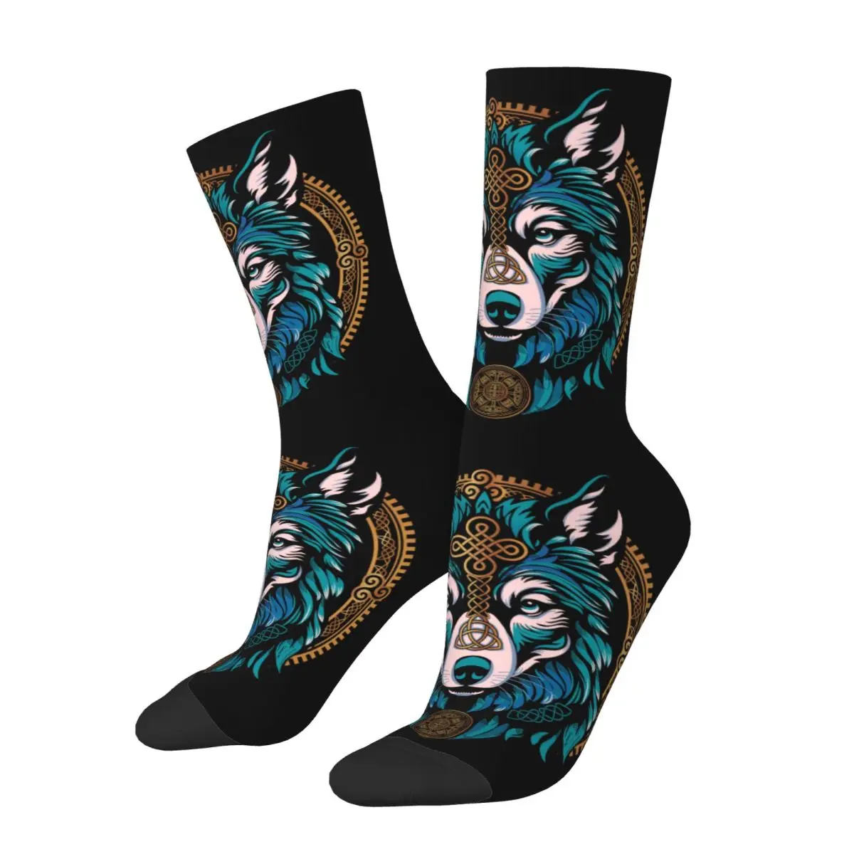 Mysterious Wolf Totem (1) Sock Printed Man Polyester