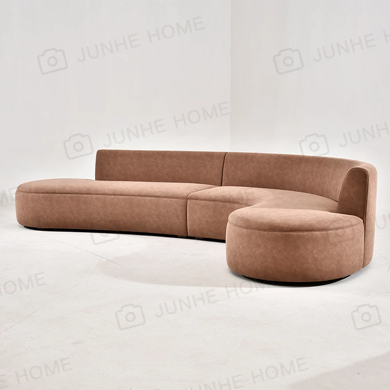 Curved leather sofa, living room three or four seater sofa, furniture customization