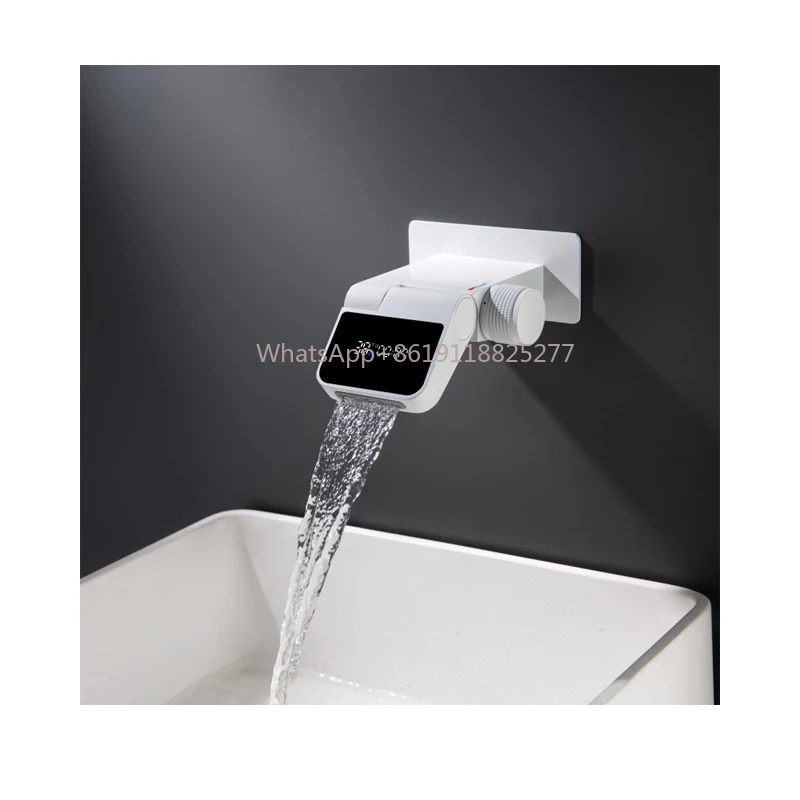 

tap faucet with temperature display Embedded basin faucet Bathroom brass smart wall-mounted basin thermostat mixer