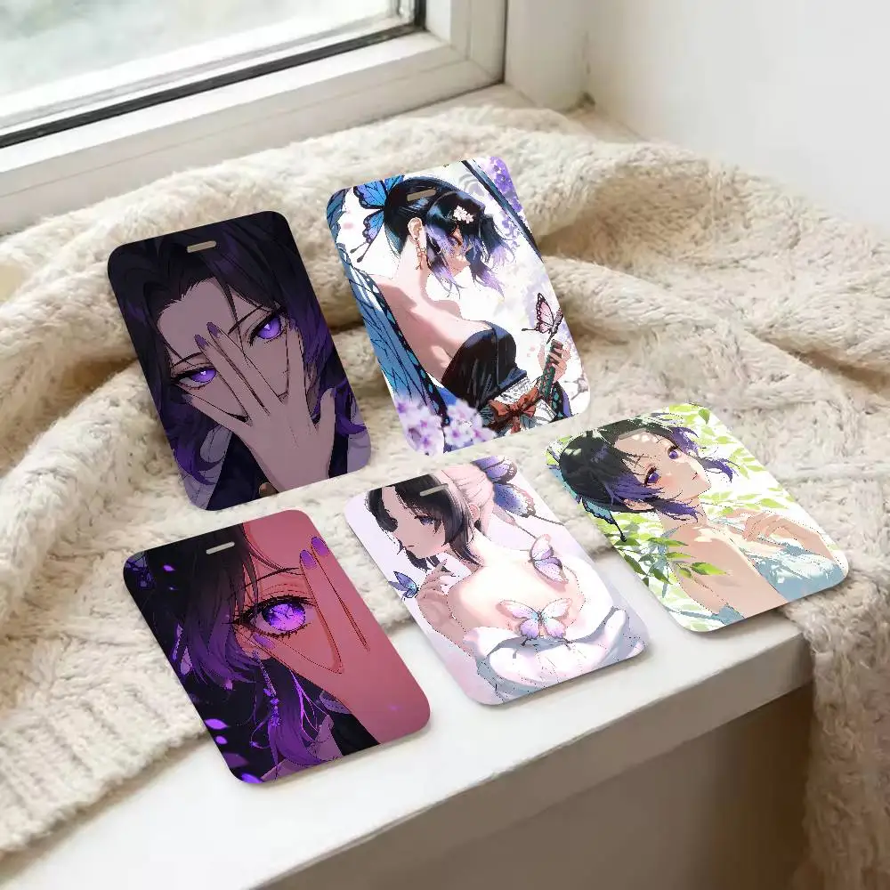 Shinobu Kocho ID Badge Card Holder, Anime Work Permit Cover Business ID Card Protector For Office Staff Student Daily Use