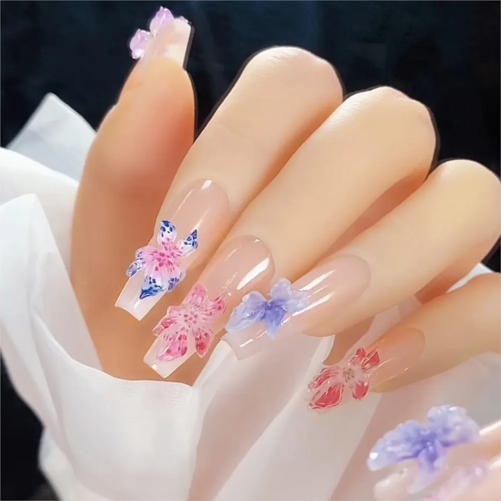 60 قطعة/صندوق ثلاثية الأبعاد مزيج هلام هاواي زهرة مسمار السحر الجليد كريستال ليوبارد زنبق مسمار الفن الديكور 5-البتلة الأزهار مانيكير لوازم