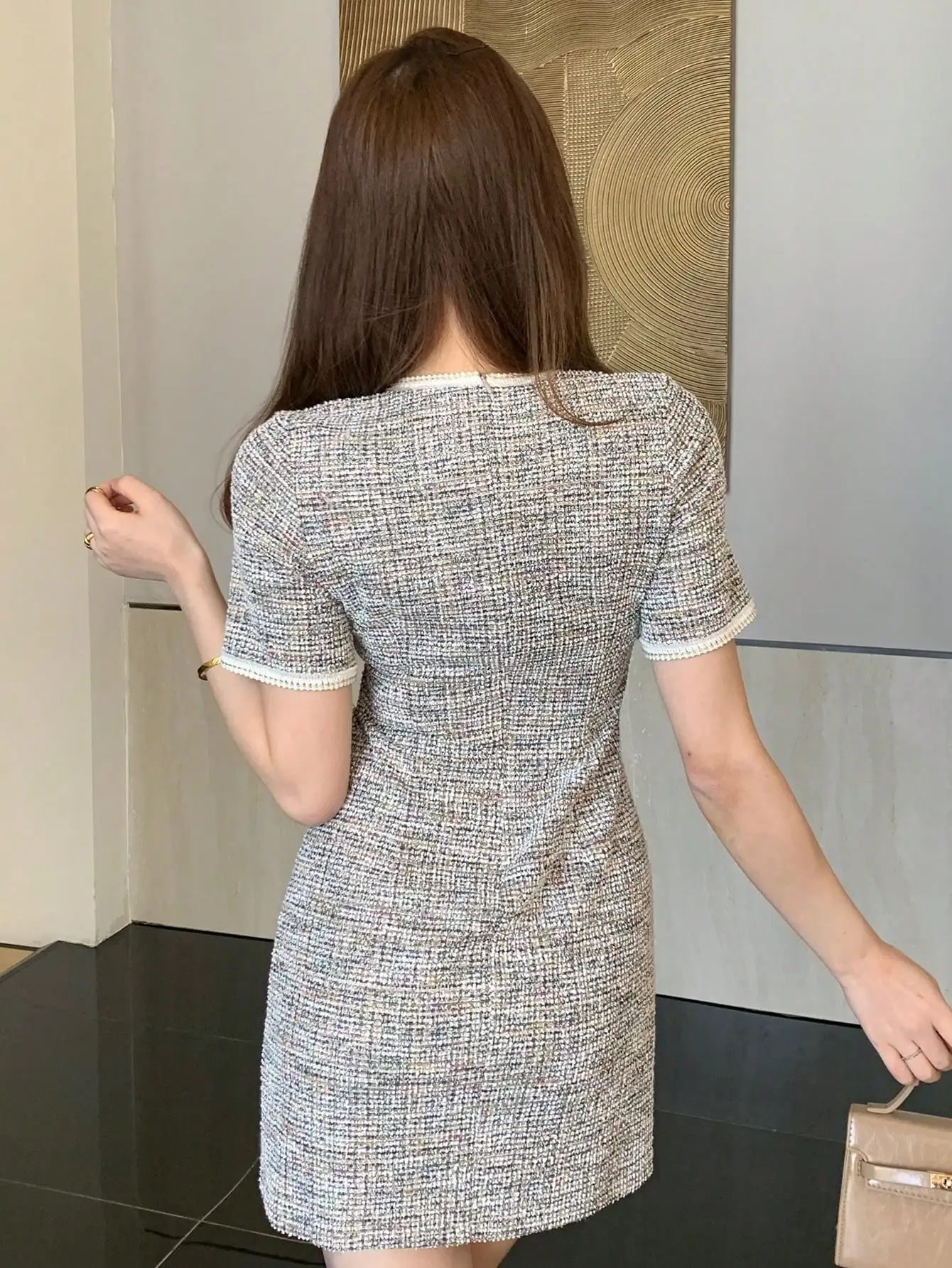 JHJN الزهور الخام تي شيرت فستان جيب زر اللون حجب الزراعة الذاتية نمط اجتماعي جاهزة تنورة قصيرة #5