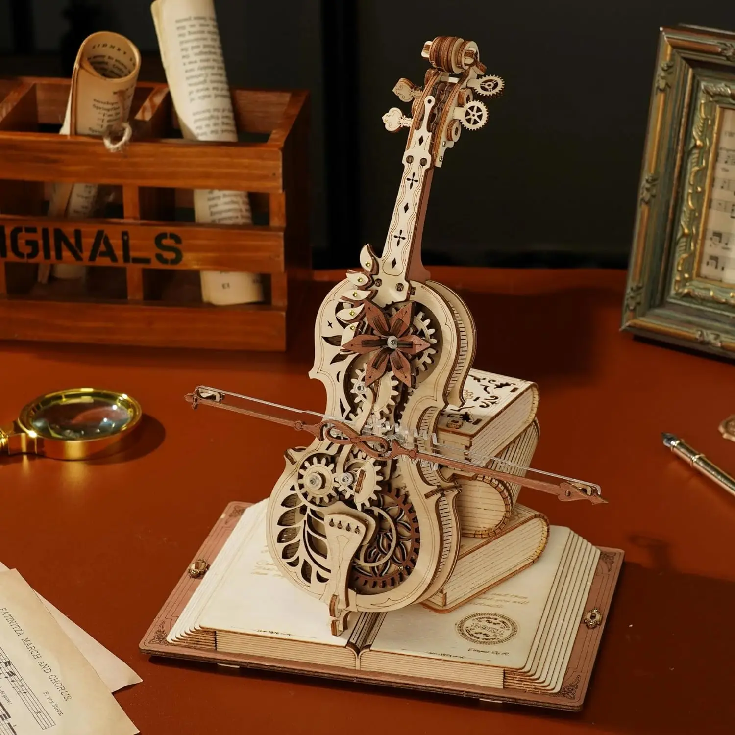

ROKR 3D Magic Cello - 3D Wooden Puzzle - Automatic Playing Mechanical Music Box, DIY Music Gift Set, Adult Gift Decoration