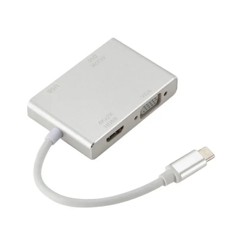 

4 в 1 USB 3.1 USB C Тип C к VGA DVI USB 3.0 HDMI-совместимый женский 4IN1 HUB-разветвитель Кабель-адаптер для ноутбука Macbook Samsung