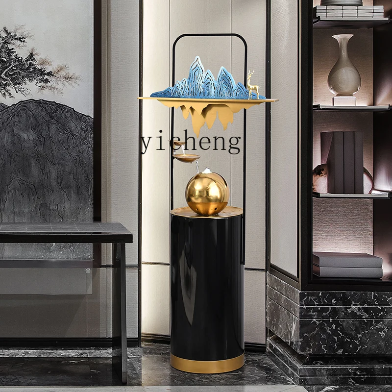 

ZYA Flowing Water Floor Ornament Modern Light Luxury Circulating Water Living Room Entrance Hotel Lobby Decoration