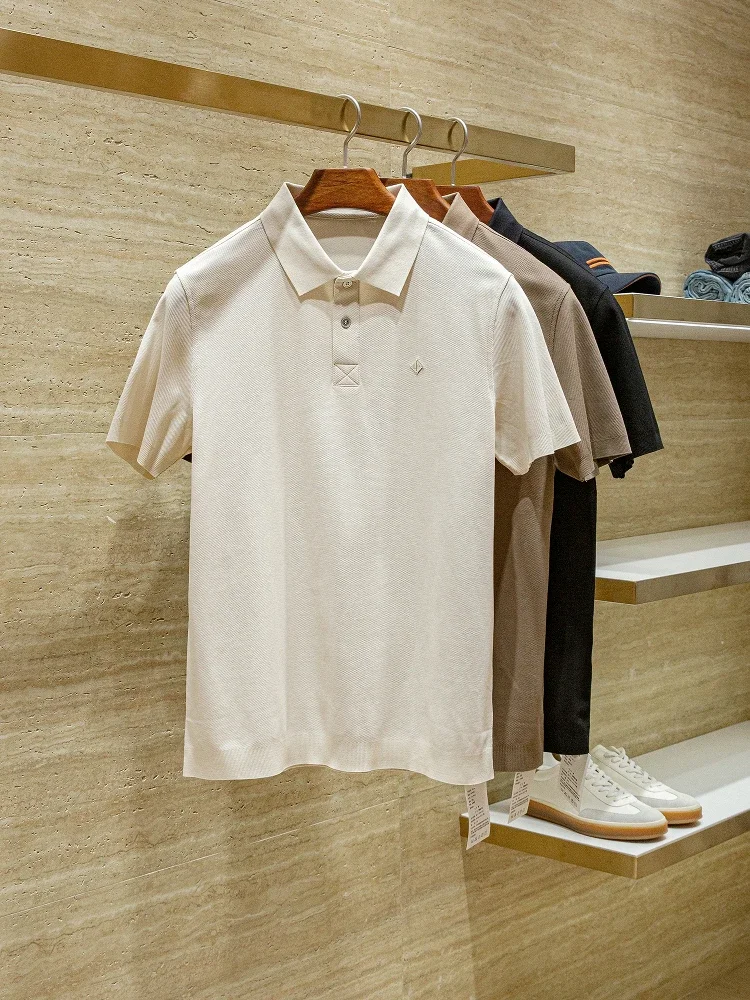 

LP high-end honeycomb pearl cotton summer business casual lapel short-sleeved POLO shirt