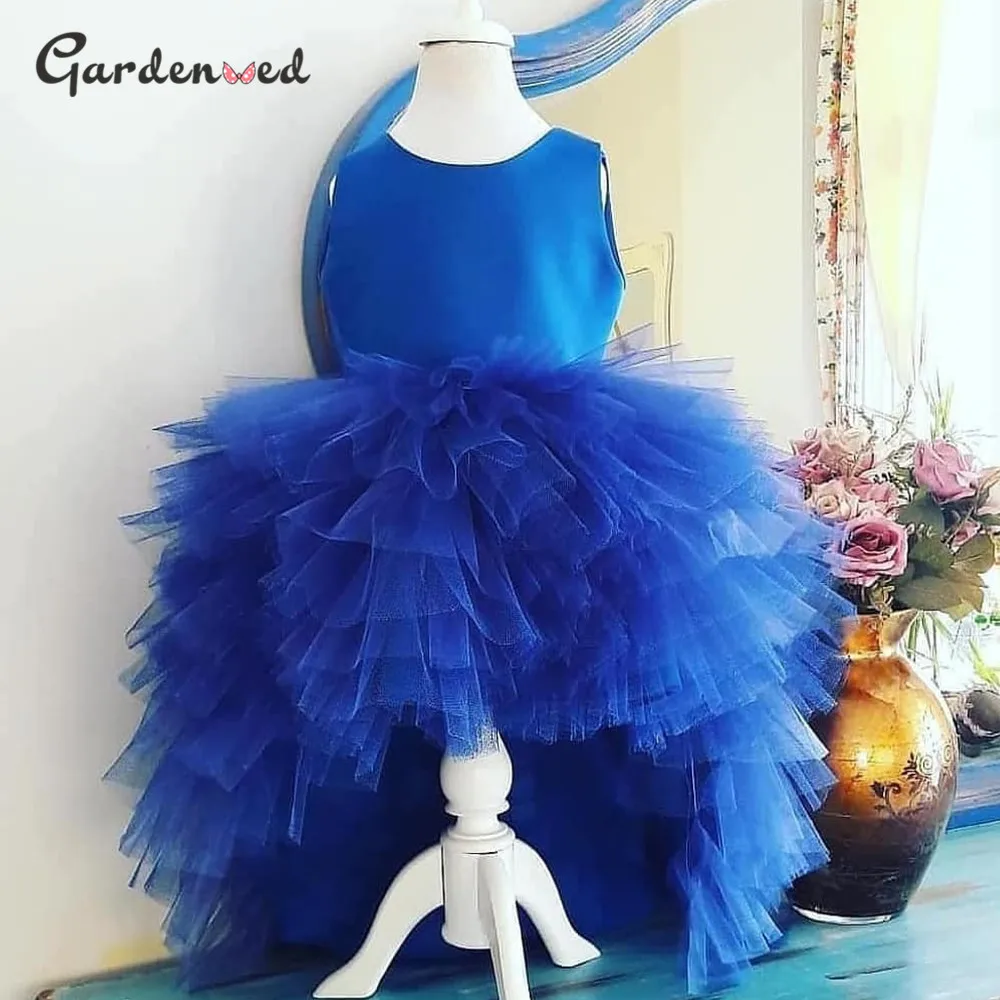 

Royal Blue Girl Princess Dress Layers Tiered Tulle A line Flower Girl Dress Birthday Dress Baby Girl