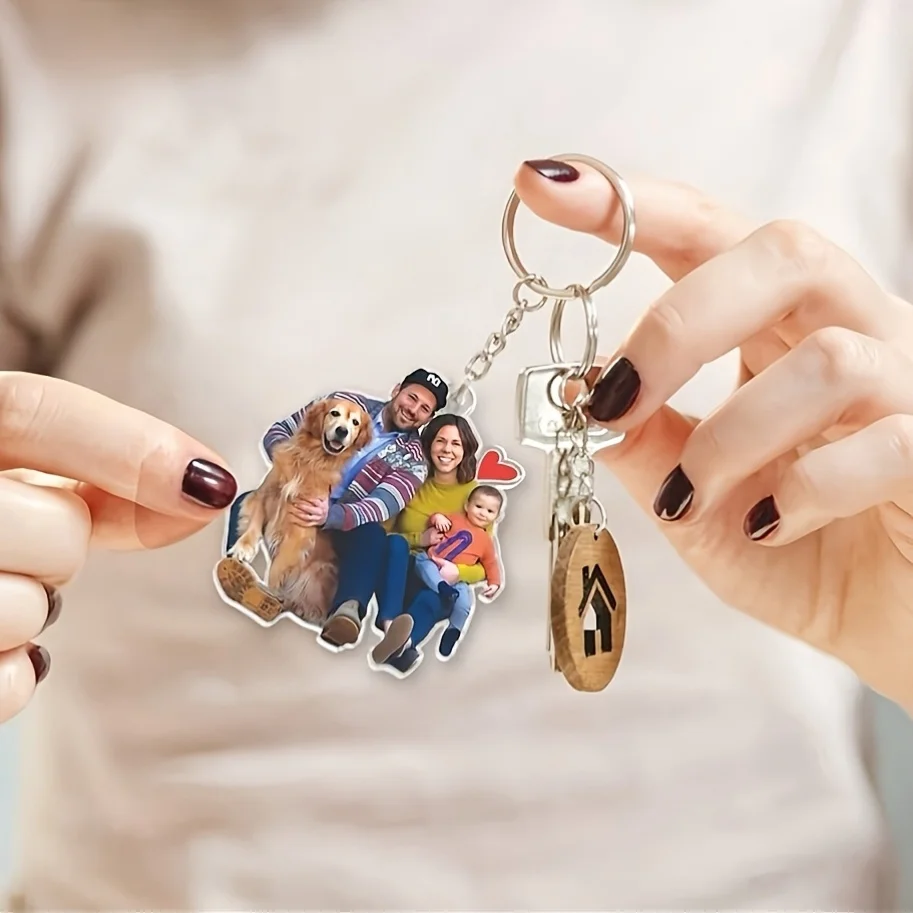 Personalized Customization, 1pc Custom Acrylic Photo Keychain Personalized Car Interior Pendant, Double-Sided Effect, Perfect Gi image 4