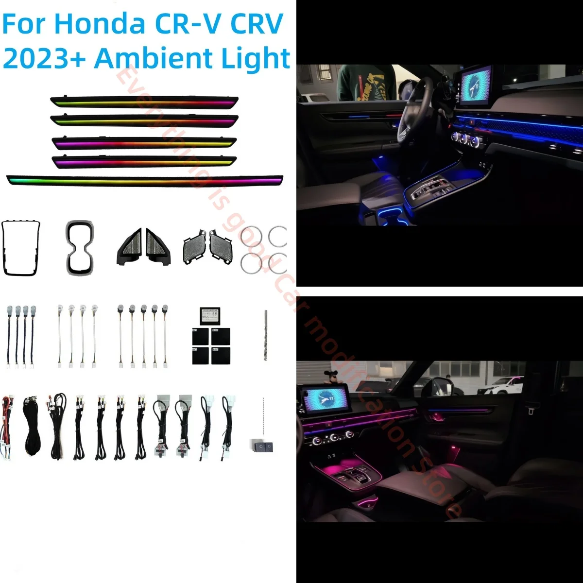 

Подходит для Honda CR-V CRV 2023+ светодиодный окружающий свет, модернизация внутреннего освещения автомобиля, автомобильные аксессуары, крышка, атмосферная лампа