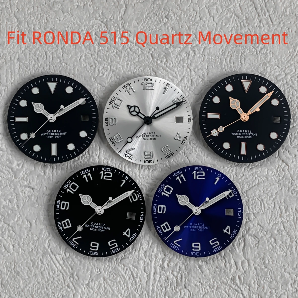 BLIGER 29mm cuarzo Sunburst dial 1-12 pantalla digital verde que brilla en la oscuridad con accesorios de reloj de movimiento de cuarzo RONDA 515