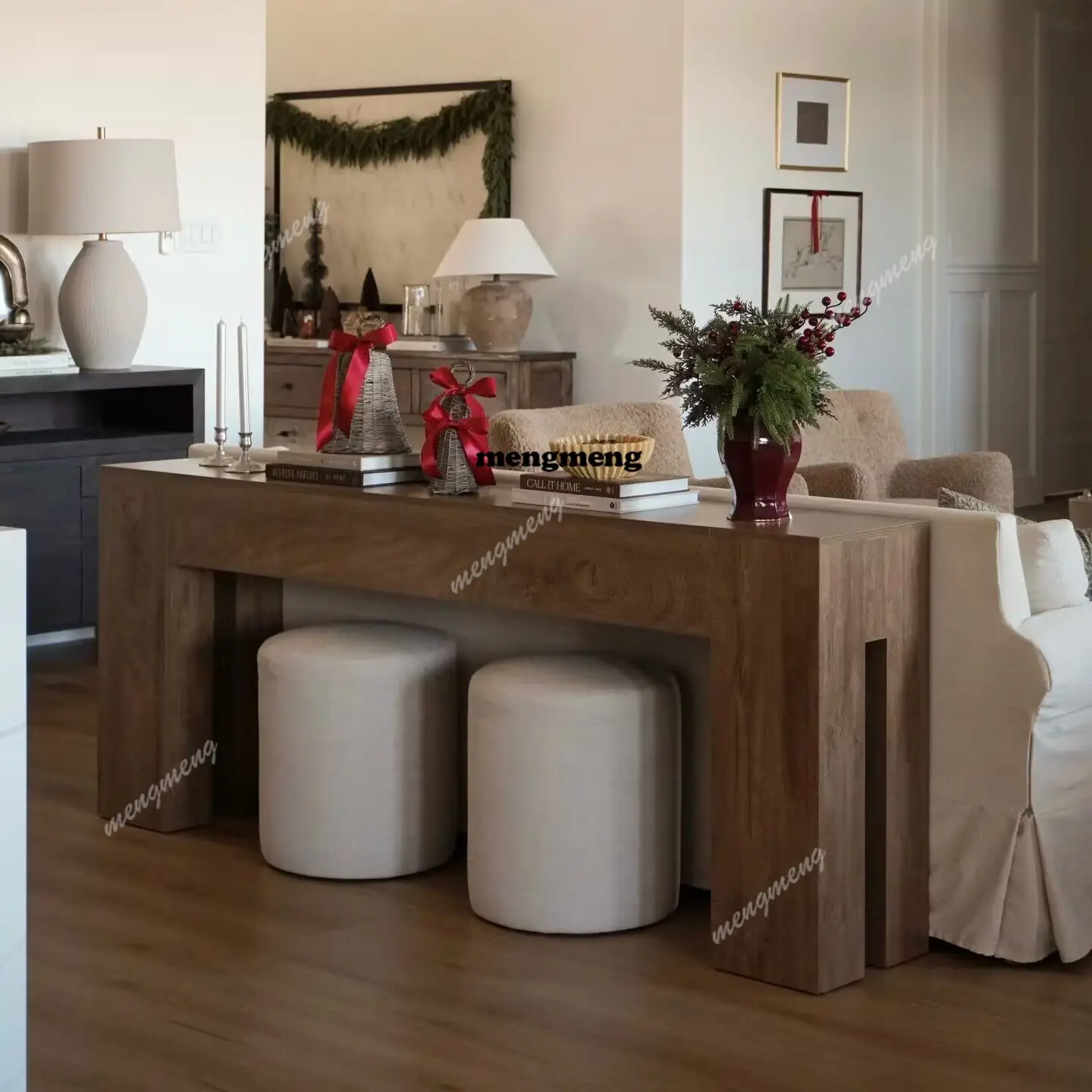 

Nordic solid wood porch modern simple living room storage table sofa wooden back shelf