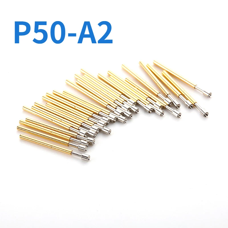 100 Stks/pak P50-A2 Bekervormige Kop Testsonde Diameter 0.68Mm Lengte 16.55Mm Voor Pcb Pogo Pin