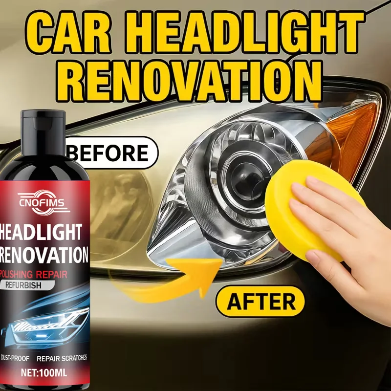 Car Headlight Restoration Cream, Brightening Cream, Exterior Removal Agent, No Sanding Required, Yellowed and Aged