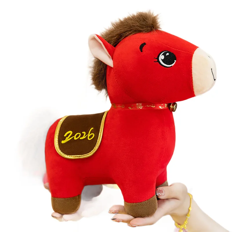 2026 Pferd Jahr Plüsch Spielzeug Tier Neujahr Dekor Familie Büro Desktop Glück Maskottchen Puppe Frühling Festival Geschenk