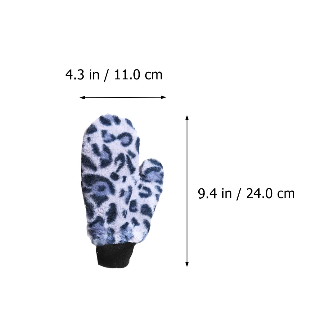 1Pair Windproof Warm Gloves Leopard Pattern Full-Finger Outdoor Winter Cycling Gloves for Riding Mountaineering