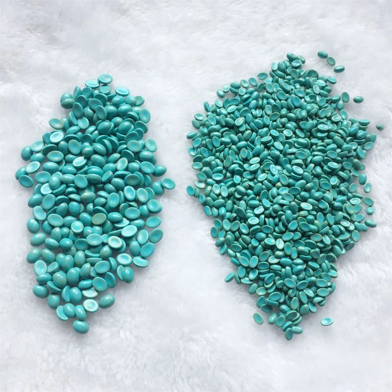 Oval 100PCS Semicircle Turquoise Beads Howlite Semi-precious Stone Dome Flat Back Cabochons Half Round Mineral Gem Cameo