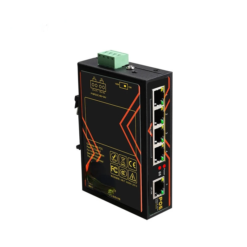 

5 Ports POE switch 10/100Mbps Industrial grade Fast Ethernet Switch DIN Rail Type Network switch 48V 65W