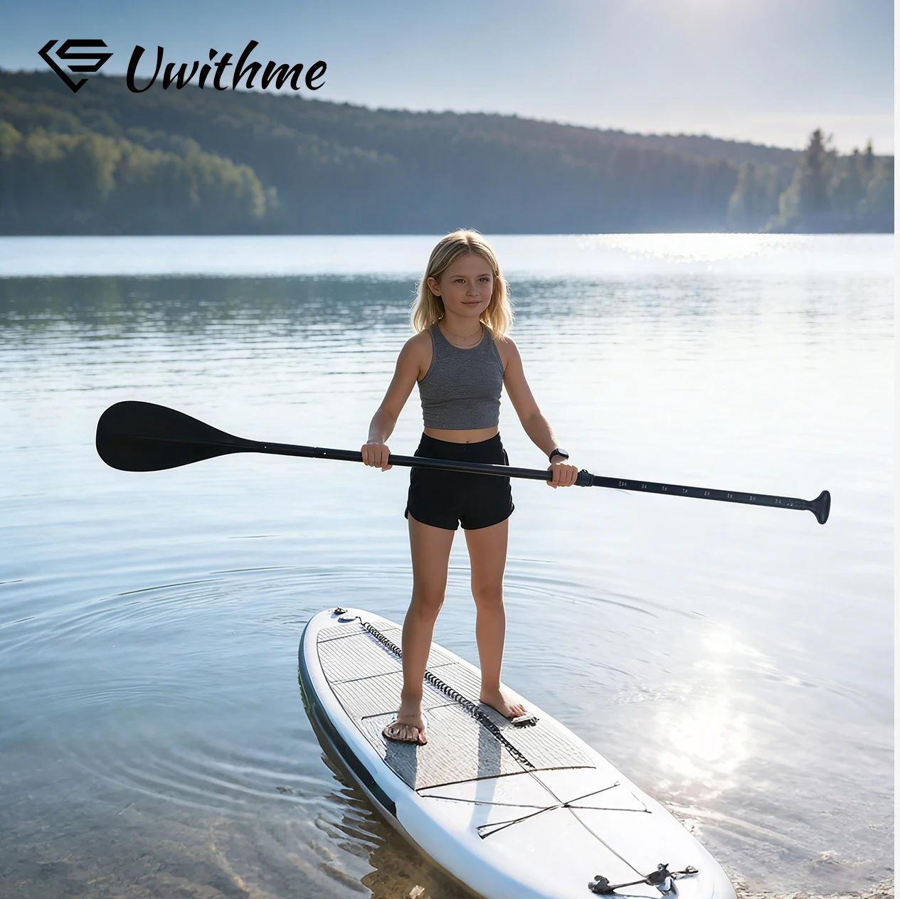 Children Adjustable Aluminum Alloy Paddle 3 Section Detachable Convertible for SUP Board Kayak Outdoor Water Sport Family Play