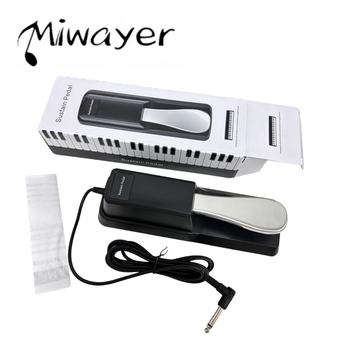 Pedal de Sustain Miwayer, Interruptor de Polaridad Universal para Casio Yamaha Roland, para Teclado MIDI, Sintetizador, Batería Electrónica, Órgano