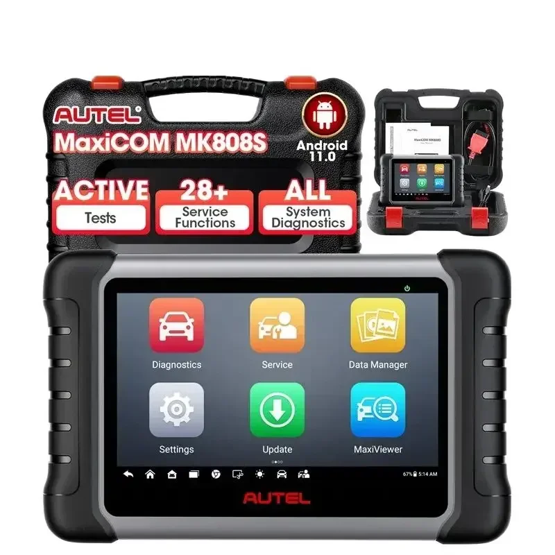 Autel MaxiCOM MK808S Bidirectional Car Diagnostic Scanner Tool Key Coding FCA Autoauth Android 11 Updated of MaxiCheck MK808