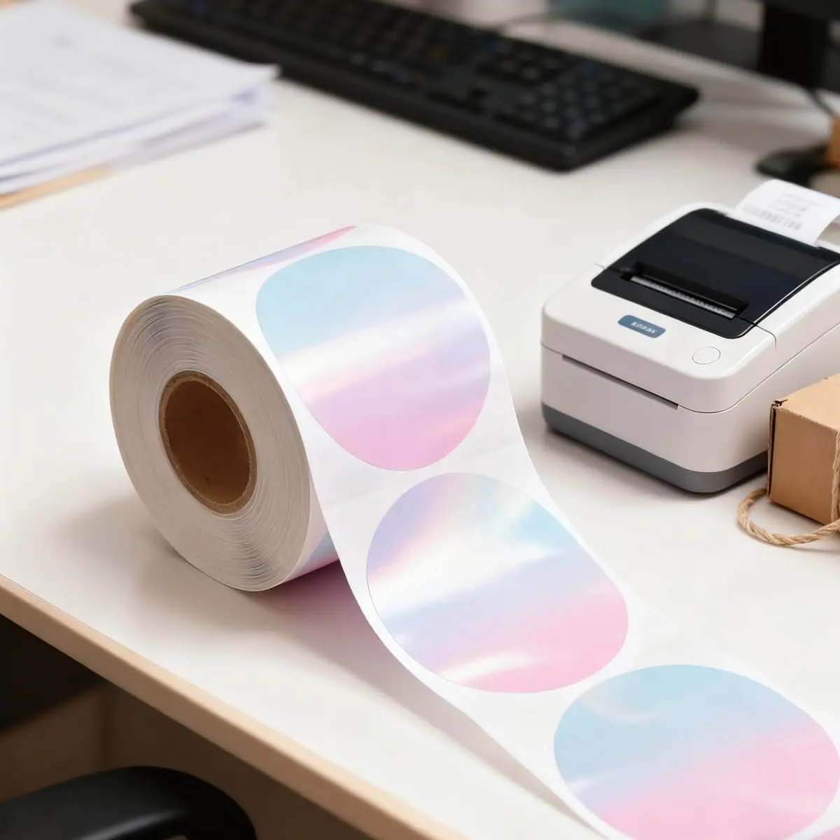 2 inch Direct Thermal Labels Round Circle Color-Code Dot Labels Valentine's Day  500 Pcs Roll (Blue Pink Thermal Sensitive)