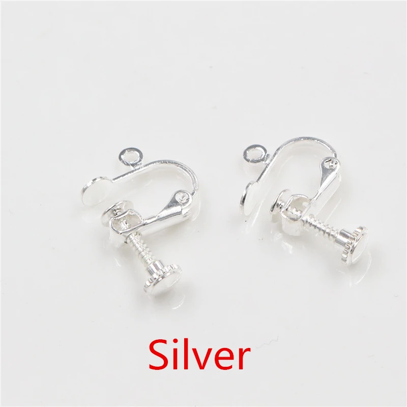 10pcs 15*13mm Brass Screw Ear Clip Earring Settings Rotate Pads Earring Findings Base Blank Bezel For Jewelry Making Supplies