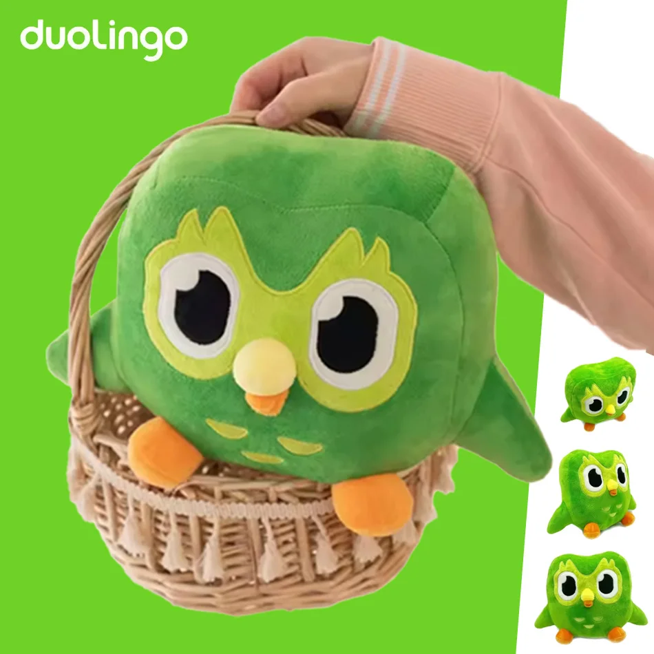 

Зеленая плюшевая игрушка Duolingo Owl-мягкая мягкая кукла Duo the Owl, мультяшный аниме-подарок для детей на день рождения