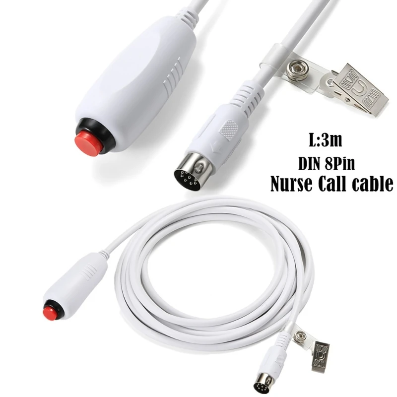 Nurse Call Cable Push Button Cord Cable Nurse Station Universal Replacement Call Cord with Bed Sheet Clip for Patients