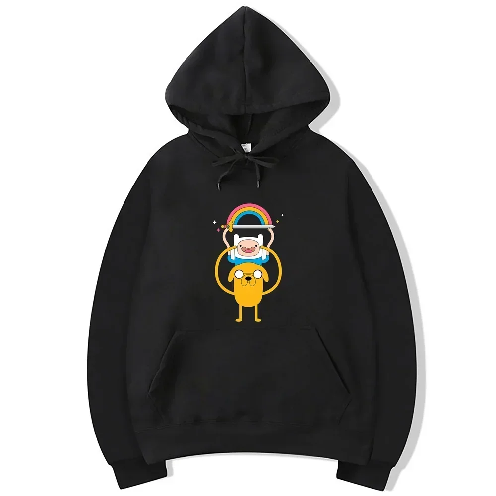 Unisex Adventure Time Animation Hoodie, Harajuku Jake Cartoon Hoodies, Y2k Clothes, Long Sleeve Hooded Sweatshirts, Streetwear,