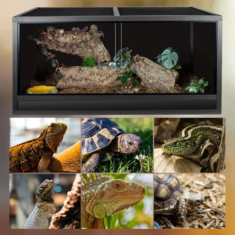 HOME.Enclos pour reptiles 48x24x24 pouces, réservoir de dragon barbu 4x2x2 120 gallons, Terrarium pour reptiles pour boule Python serpent Ge