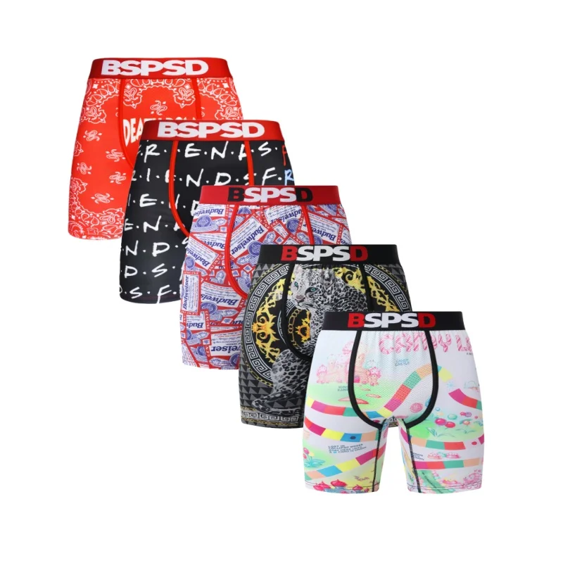 

5Pcs Sexy Men Boxers Underwear Print Boxershorts Man Underpants Panties Breathable Innerwear Mens Trunks Male Boxer Briefs