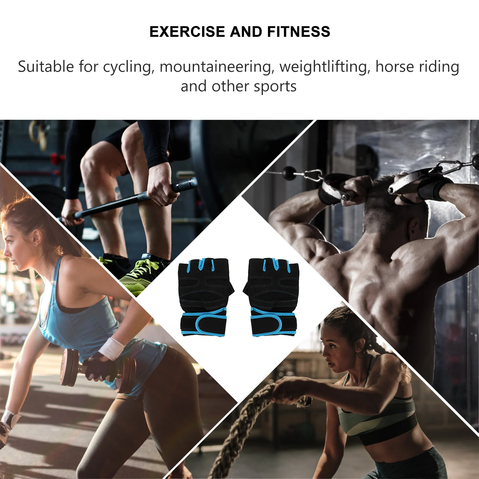 1 زوج قفازات رياضية نصف اصبع تنفس المضادة للانزلاق رفع الدراجات الصالة الرياضية ممارسة ارتداء لركوب تسلق تجريب اللياقة البدنية #6