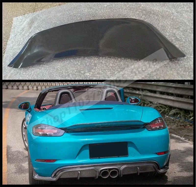 Real Carbon Fiber Rear Wing Lip Diffuser Tail Trunk Spoiler For Porsche 982 718 Boxster/Cayman 2016 -2023