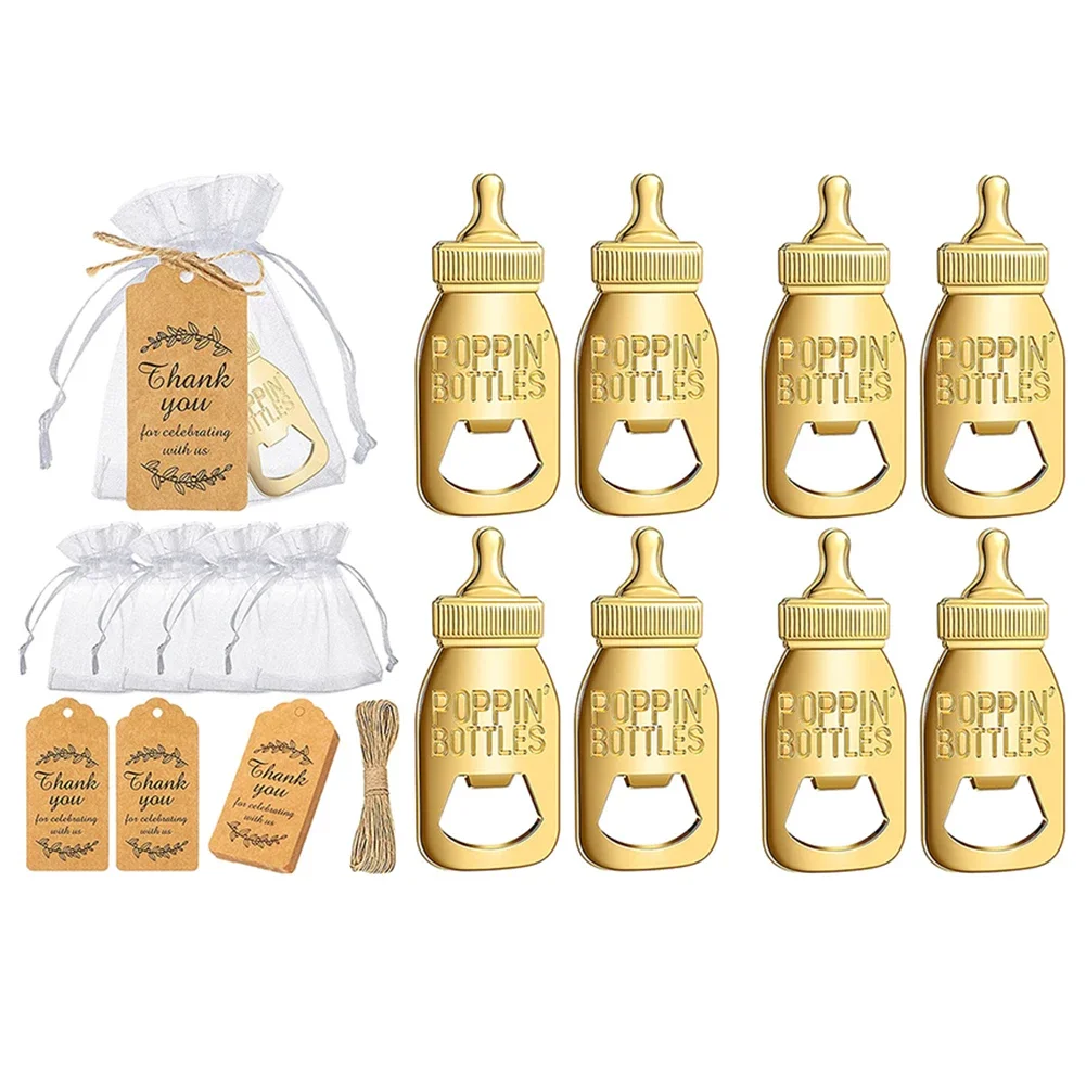 

24pcs Metal Bottle Openers With Organza Bags Thank You Tags Baby Shower Theme Party Return Favors For Guests Party Accessories