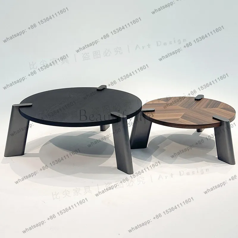 Italian minimalist coffee table combination modern minimalist living room home high-end stainless steel round