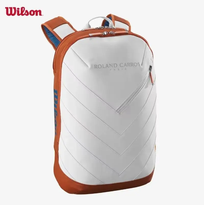 Wilson 2024 Roland Garros Super Tour Tennis Racket Backpack Holds 2 Tennis Rackets Large Capacity Sports Bag For Women Men