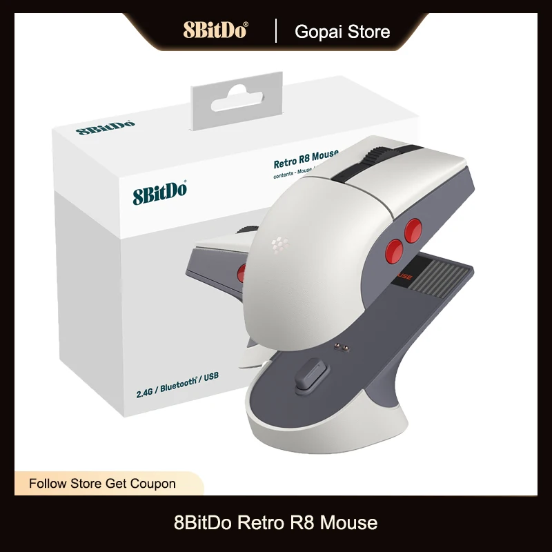 8BitDo R8 Retro Ratón Inalámbrico Sensor Óptico Botones Programables