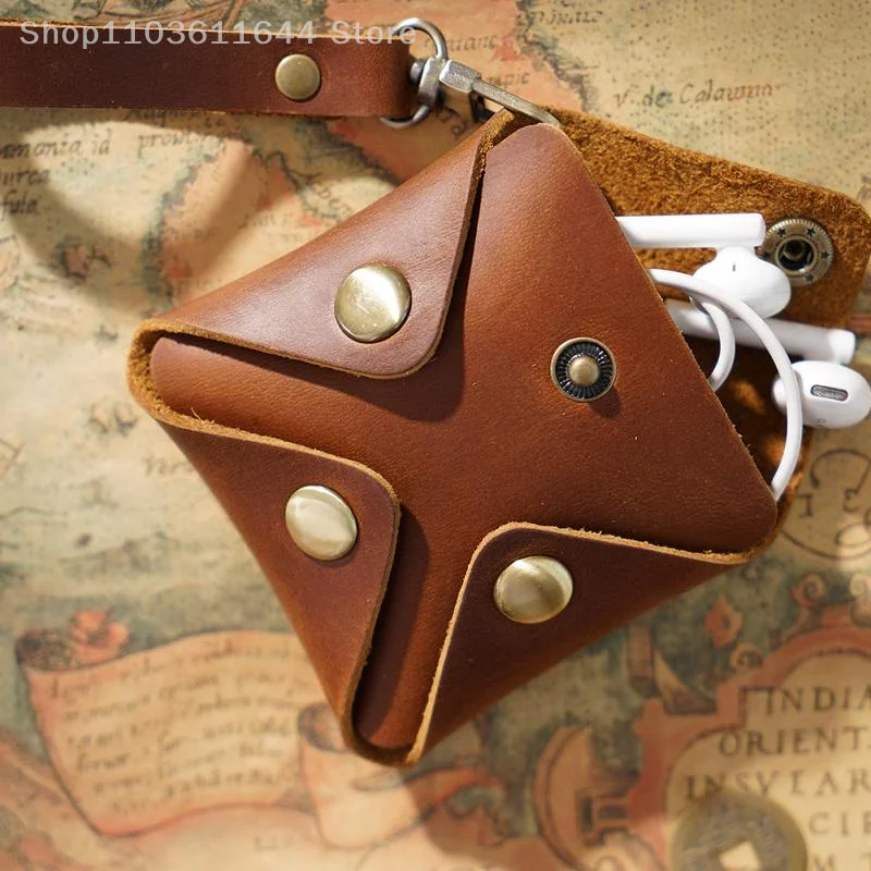 Kreative Geldbörse aus echtem Leder, kleine quadratische Münze, modische Druckknöpfe, Geldwechselhalter, Mini-Geldbörse, Schlüsselanhänger, Unisex-Geschenke