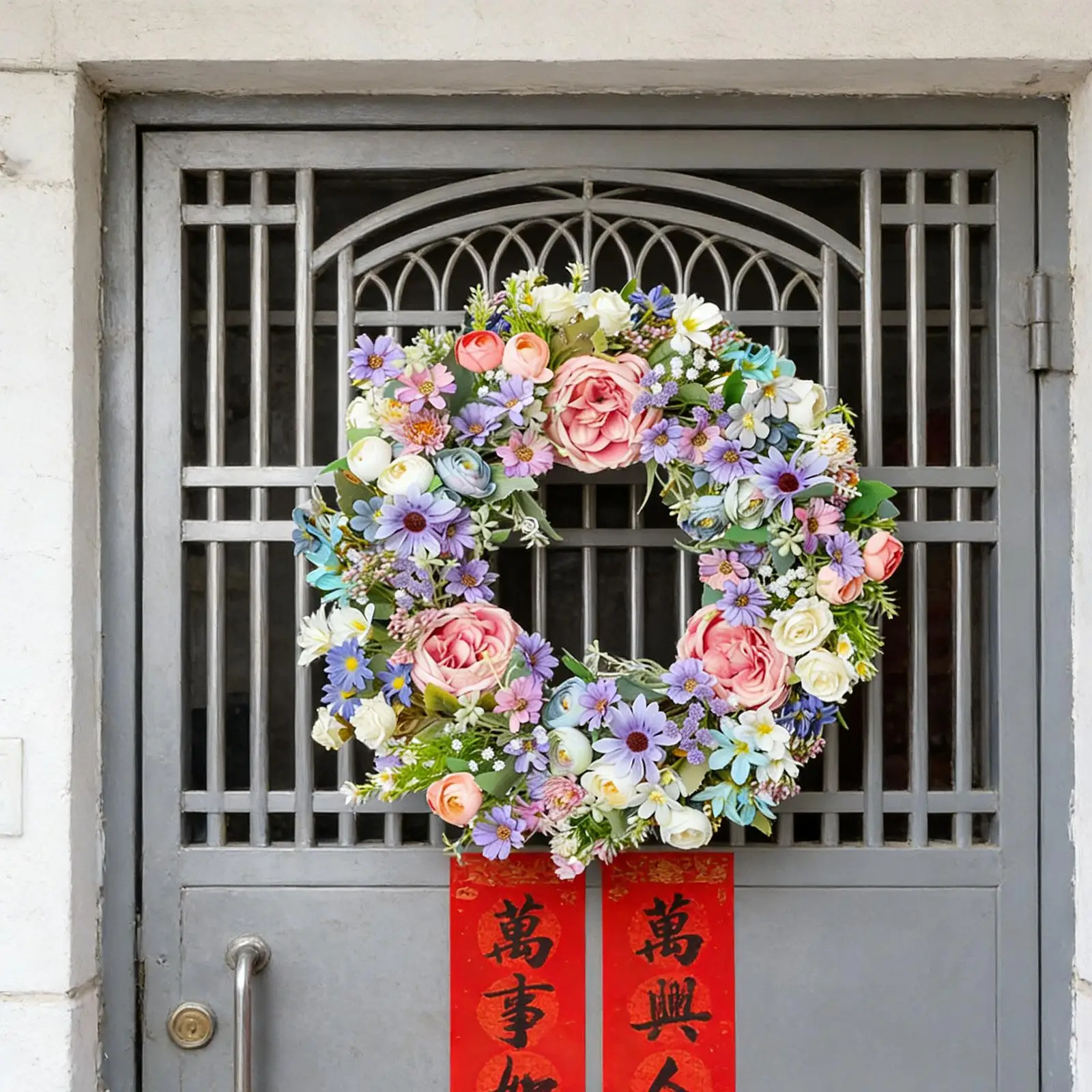 

Пасхальный венок, весенний венок, многофункциональное украшение, 18 дюймов, искусственные цветы в деревенском стиле для праздничного декора кафе, фермерского дома, вечеринок