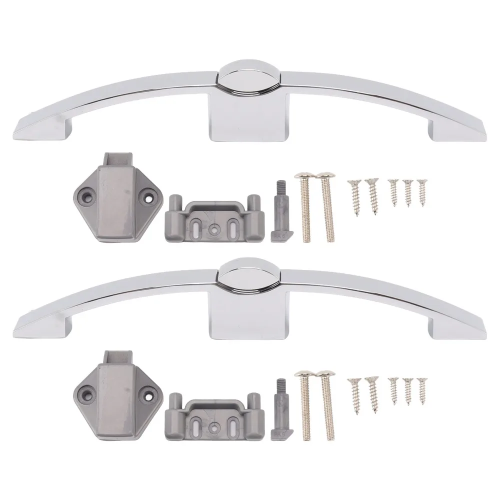 2pcs Heavy Durable Push Button Latch With Handle Zinc Alloy Cabinet Lock Cupboard Knob Latch Freezer Door