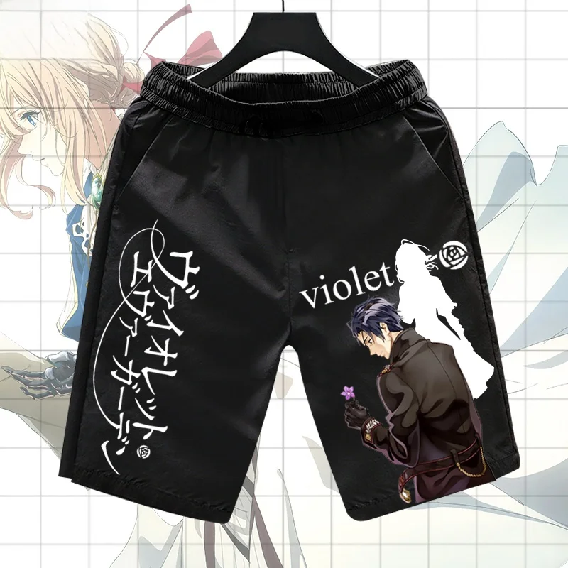 

Мужские повседневные брюки Five-Quarter из полиэстера с микроэластичностью, свободного кроя, для лета, спортивные, в стиле аниме «Вайт Эвергарден», цвет фиолетовый.