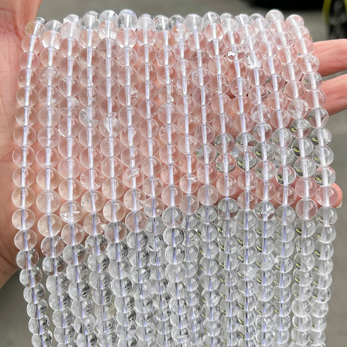 Naturstein-Quarzperlen, runde lose Abstandsperlen, weiße Kristallperlen für die Schmuckherstellung, DIY-Armband- und Halskettenzubehör – Detail 7