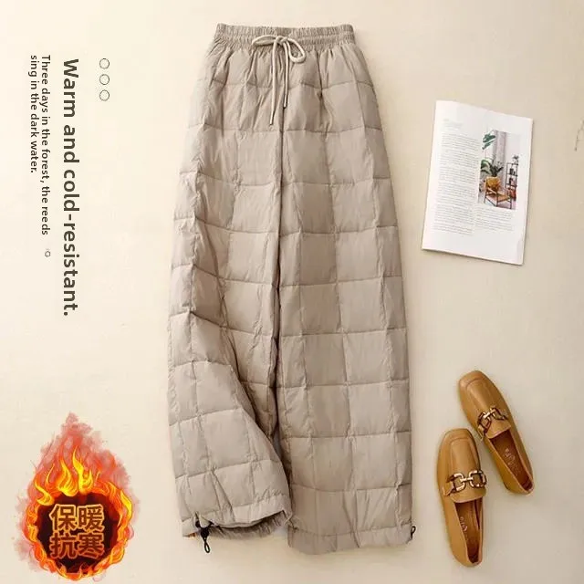 

Winter New Women's Lightweight Straight Leg down Cotton Pants Drapey Slimming Fashionable Cold Resistant Wide Leg Pants
