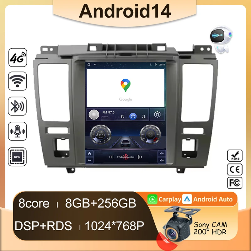 9.7 inch Car Radio Android 14 FFor Nissan Tiida Versa 2004 - 2013 Auto Multimedia Carplay Video Navigation NO 2din Player Screen