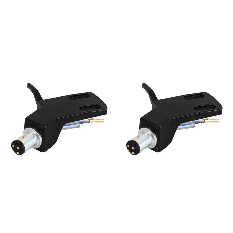 2PackX(Turntable Headshell Aluminium Alloy Headshell Record Turntable Needle Replacement Phono Stylus Cartridges Rack Black)